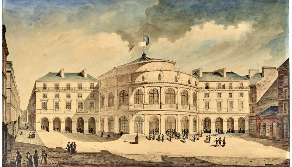 Aquarelle du théâtre de Rennes par Charles Millardet